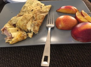 1 whole egg 1egg white 1 slice cheese 1 serving turkey breast 1/2 nectarine